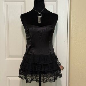 Super Cute Black Strapless Top With a Tiered Lace Bottom